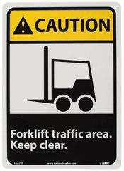 NMC - "Caution - Forklift Traffic Area - Keep Clear", 14" Long x 10" Wide, Rigid Plastic Safety Sign - Rectangle, 0.05" Thick, Use for Accident Prevention - Americas Industrial Supply