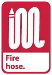 NMC - Fire Hose, Pressure Sensitive Vinyl Fire Sign - 10" Wide x 14" High - Americas Industrial Supply