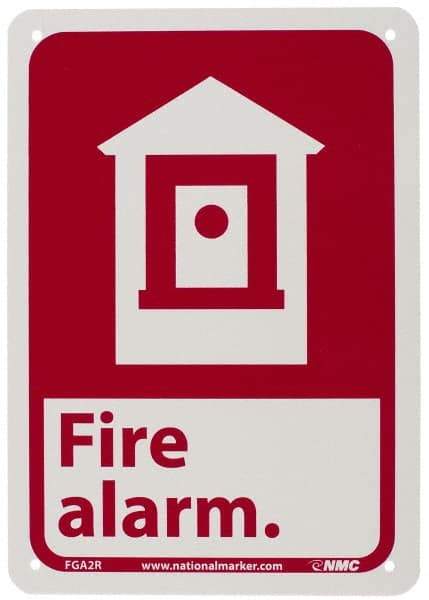 NMC - Fire Alarm, Plastic Fire Sign - 7" Wide x 10" High - Americas Industrial Supply