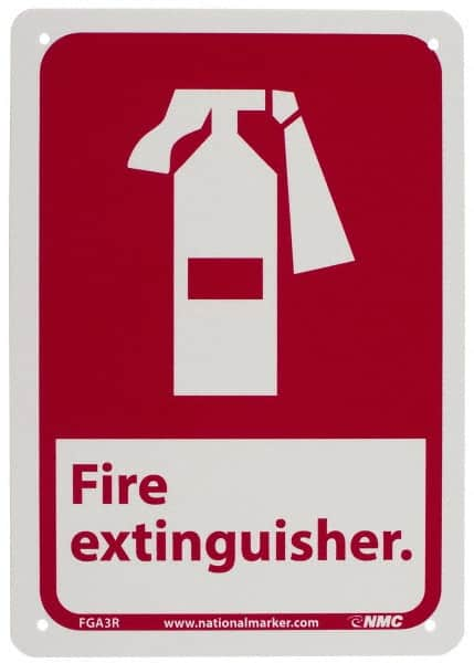 NMC - Fire Extinguisher, Plastic Fire Sign - 7" Wide x 10" High - Americas Industrial Supply