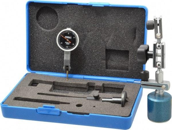 Fowler - 0.0005" Graduation, 0.03" Max Meas, 0-15-0 Dial Reading, Dial Indicator & Base Kit - 1.224" Base Height x 1.264" Base Diam, 1" Dial Diam - Americas Industrial Supply