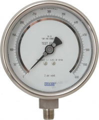 Wika - 4" Dial, 1/4 Thread, 0-600 Scale Range, Pressure Gauge - Lower Connection Mount, Accurate to 0.25% of Scale - Americas Industrial Supply