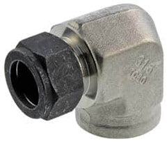 Parker - 3/16" OD, Stainless Steel Female Elbow - 9/16" Hex, Comp x FNPT Ends - Americas Industrial Supply