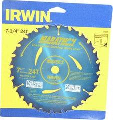 Irwin - 7-1/4" Diam, 5/8" Arbor Hole Diam, 24 Tooth Wet & Dry Cut Saw Blade - Carbide-Tipped, General Purpose Action, Diamond Arbor - Americas Industrial Supply