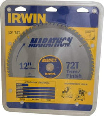 Irwin - 12" Diam, 1" Arbor Hole Diam, 72 Tooth Wet & Dry Cut Saw Blade - Carbide-Tipped, Finishing & Trimming Action, Standard Round Arbor - Americas Industrial Supply