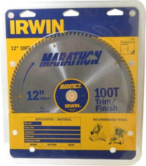 Irwin - 12" Diam, 1" Arbor Hole Diam, 100 Tooth Wet & Dry Cut Saw Blade - Carbide-Tipped, Finishing & Trimming Action, Standard Round Arbor - Americas Industrial Supply