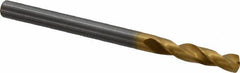Guhring - 3.70078mm 140° Spiral Flute Solid Carbide Screw Machine Drill Bit - TiN Finish, Right Hand Cut, 20mm Flute Length, 52mm OAL, SU Point, Straight Shank - Americas Industrial Supply