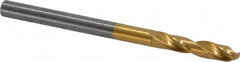 Guhring - #25 140° Spiral Flute Solid Carbide Screw Machine Drill Bit - TiN Finish, Right Hand Cut, 22mm Flute Length, 55mm OAL, SU Point, Straight Shank - Americas Industrial Supply