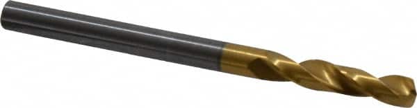 Guhring - 5/32" 140° Spiral Flute Solid Carbide Screw Machine Drill Bit - TiN Finish, Right Hand Cut, 22mm Flute Length, 55mm OAL, SU Point, Straight Shank - Americas Industrial Supply
