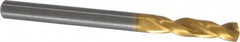 Guhring - 4.20116mm 140° Spiral Flute Solid Carbide Screw Machine Drill Bit - TiN Finish, Right Hand Cut, 22mm Flute Length, 55mm OAL, SU Point, Straight Shank - Americas Industrial Supply