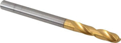 Guhring - 4.59994mm 140° Spiral Flute Solid Carbide Screw Machine Drill Bit - TiN Finish, Right Hand Cut, 24mm Flute Length, 58mm OAL, SU Point, Straight Shank - Americas Industrial Supply