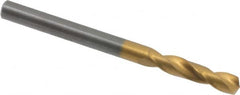 Guhring - 4.89966mm 140° Spiral Flute Solid Carbide Screw Machine Drill Bit - TiN Finish, Right Hand Cut, 26mm Flute Length, 62mm OAL, SU Point, Straight Shank - Americas Industrial Supply