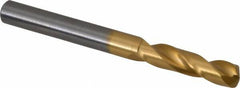 Guhring - 6.49986mm 140° Spiral Flute Solid Carbide Screw Machine Drill Bit - TiN Finish, Right Hand Cut, 31mm Flute Length, 70mm OAL, SU Point, Straight Shank - Americas Industrial Supply