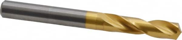 Guhring - 5/16" 140° Spiral Flute Solid Carbide Screw Machine Drill Bit - TiN Finish, Right Hand Cut, 37mm Flute Length, 79mm OAL, SU Point, Straight Shank - Americas Industrial Supply