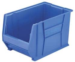 Akro-Mils - 200 Lb. Load Capacity, 20" Deep, Blue Polymer Hopper Stacking Bin - 8" High x 12-3/8" Wide x 20" Long - Americas Industrial Supply