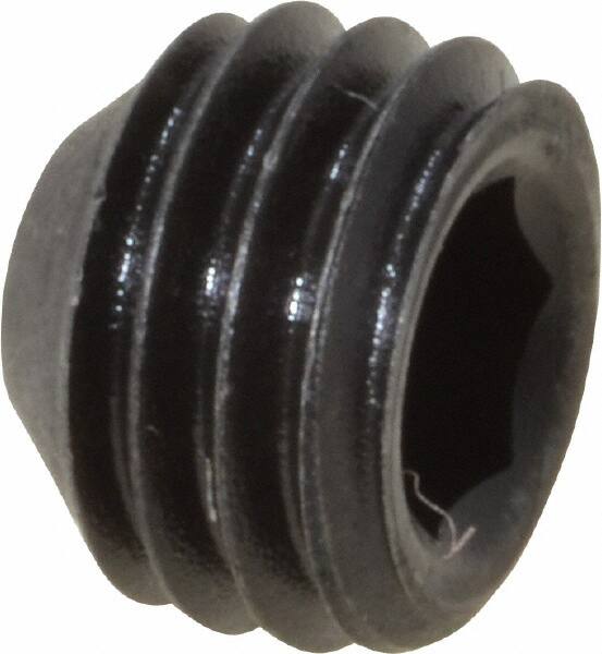 Value Collection - 1/4-28 UNF, 3/16" OAL, Cup Point Set Screw - Grade 8 Alloy Steel, 1/8" Key - Americas Industrial Supply