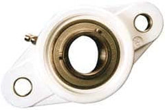 Value Collection - 1-3/8" ID, 1-3/4" OAL x 6-11/32" OAH 2-Bolt Flange Mounted Bearing - 3,462 Lb Static Cap, 5,777 Lb Dyn Cap, 5-1/8" Btw Mnt Hole Ctrs, SS Thermoplastic - Americas Industrial Supply