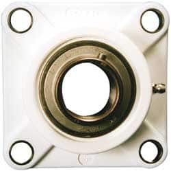 Value Collection - 1-3/16" ID, 1-19/32" OAL x 4-1/4" OAH 4-Bolt Flange Mounted Bearing - 2,540 Lb Static Cap, 4,383 Lb Dyn Cap, 3.265" Btw Mnt Hole Ctrs, SS Thermoplastic - Americas Industrial Supply