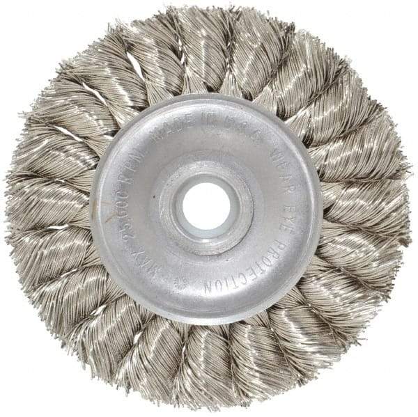 Anderson - 3" OD, 1/2" Arbor Hole, Knotted Stainless Steel Wheel Brush - 3/8" Face Width, 5/8" Trim Length, 0.014" Filament Diam, 25,000 RPM - Americas Industrial Supply