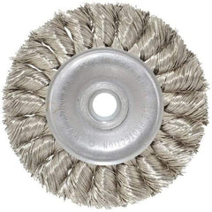 Anderson - 3" OD, 1/2" Arbor Hole, Knotted Stainless Steel Wheel Brush - 3/8" Face Width, 5/8" Trim Length, 0.014" Filament Diam, 25,000 RPM - Americas Industrial Supply