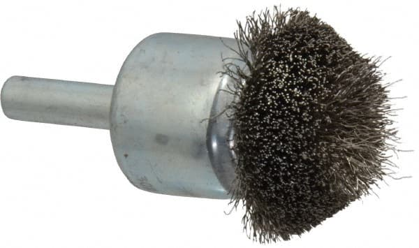 Anderson - 1-1/4" Brush Diam, Crimped, Flared End Brush - 1/4" Diam Shank, 20,000 Max RPM - Americas Industrial Supply