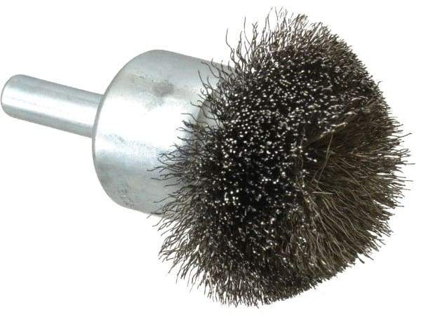 Anderson - 1-1/2" Brush Diam, Crimped, Flared End Brush - 1/4" Diam Shank, 20,000 Max RPM - Americas Industrial Supply