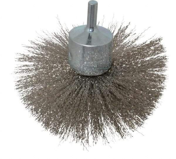 Anderson - 4" Brush Diam, Crimped, Flared End Brush - 1/4" Diam Shank, 15,000 Max RPM - Americas Industrial Supply