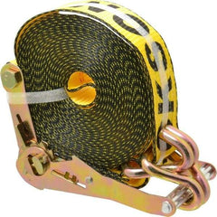 Erickson Manufacturing - 27' Long x 2" Wide, 10,000 Lb Basket Capacity, Polyester Web Sling - Yellow, with Ratchet Tie Down - Americas Industrial Supply