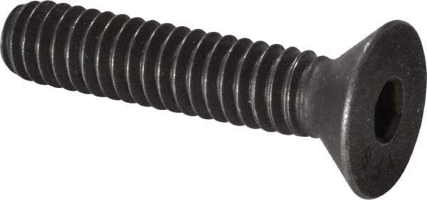 Value Collection - 1/4-20 UNC Hex Socket Drive, 82° Flat Screw - Alloy Steel, Black Oxide Finish, Fully Threaded, 1-1/4" OAL - Americas Industrial Supply