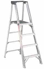 Made in USA - 4 Steps, 8 Ft. High, Type IAA Rating, Aluminum Platform - Americas Industrial Supply