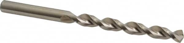 Accupro - 8.1mm 130° Cobalt Jobber Drill - Bright Finish, Right Hand Cut, Parabolic Flute, Straight Shank, 4-39/64" OAL, Split Point - Americas Industrial Supply