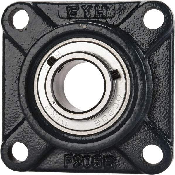 Value Collection - 1-3/16" ID, 4-1/4" OAW x 4-1/4" OAL x 4-1/4" OAH 4-Bolt High Temperature Flange Bearing - 2,500 Lb Static Cap, 4,300 Lb Dyn Cap, 3-1/4" Btw Mnt Hole Ctrs, 45/64" Base-to-Ctr Ht, Cast Iron - Americas Industrial Supply