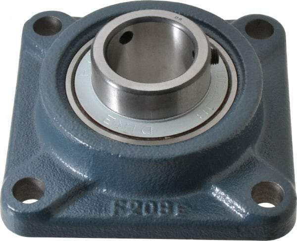 Value Collection - 1-1/2" ID, 5-1/8" OAW x 5-1/8" OAL x 5-1/8" OAH 4-Bolt High Temperature Flange Bearing - 4,000 Lb Static Cap, 6,400 Lb Dyn Cap, 4" Btw Mnt Hole Ctrs, 53/64" Base-to-Ctr Ht, Cast Iron - Americas Industrial Supply