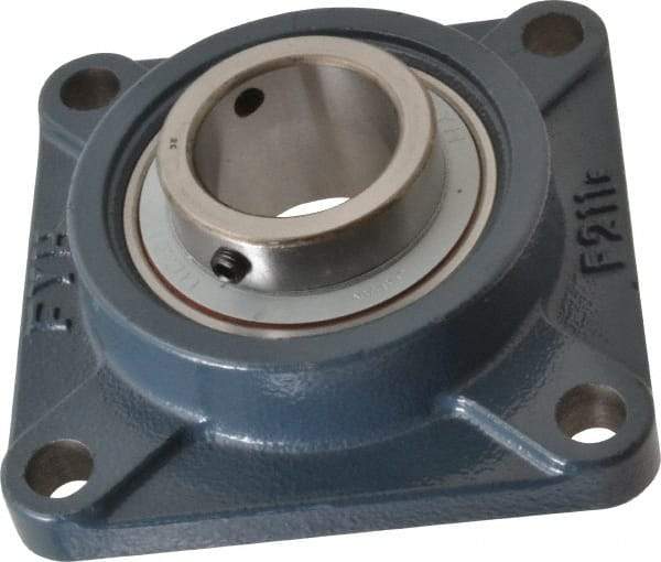 Value Collection - 2" ID, 6-3/8" OAW x 6-3/8" OAL x 6-3/8" OAH 4-Bolt High Temperature Flange Bearing - 6,470 Lb Static Cap, 9,550 Lb Dyn Cap, 5-1/8" Btw Mnt Hole Ctrs, 63/64" Base-to-Ctr Ht, Cast Iron - Americas Industrial Supply