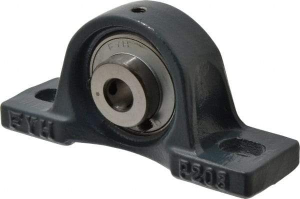 Value Collection - 1/2" ID, 2-3/8" OAW x 5" OAL x 2-3/8" OAH High Temperature Ball Bearing Pillow Block - 1,650 Lb Static Cap, 2,830 Lb Dyn Cap, 3-3/4" Btw Mnt Hole Ctrs, 1-3/16" Base-to-Ctr Ht, Cast Iron - Americas Industrial Supply