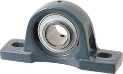 Value Collection - 1" ID, 2-25/32" OAW x 5-1/2" OAL x 2-25/32" OAH High Temperature Ball Bearing Pillow Block - 1,740 Lb Static Cap, 3,100 Lb Dyn Cap, 4-1/8" Btw Mnt Hole Ctrs, 1-7/16" Base-to-Ctr Ht, Cast Iron - Americas Industrial Supply