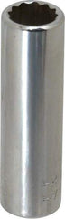 Blackhawk by Proto - 3/8", 1/4" Drive, Deep Hand Socket - 12 Points, 2" OAL, Chrome Finish - Americas Industrial Supply