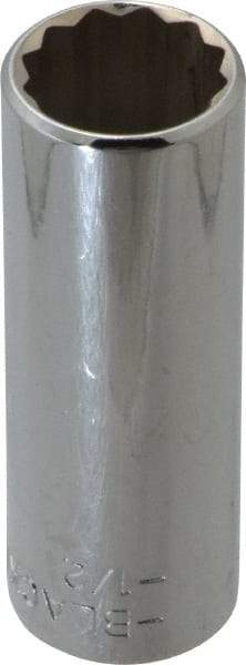 Blackhawk by Proto - 1/2", 1/4" Drive, Deep Hand Socket - 12 Points, 2" OAL, Chrome Finish - Americas Industrial Supply