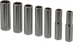 Blackhawk by Proto - 7 Piece 1/4" Drive Deep Well Socket Set - 12 Points, 1/4" to 1/2" Range, Inch Measurement Standard - Americas Industrial Supply