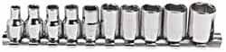 Blackhawk by Proto - 10 Piece 1/4" Drive Socket Set - 6 Points, 5/32" to 1/2" Range, Inch Measurement Standard - Americas Industrial Supply