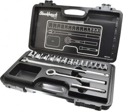 Blackhawk by Proto - 17 Piece 1/2" Drive Socket Set - 6, 12 Points, 3/8" to 1-1/4" Range, Inch Measurement Standard - Americas Industrial Supply