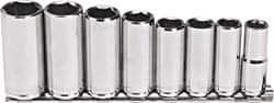 Blackhawk by Proto - 8 Piece 3/8" Drive Deep Well Socket Set - 6 Points, 10mm to 19mm Range, Metric Measurement Standard - Americas Industrial Supply