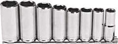 Blackhawk by Proto - 8 Piece 3/8" Drive Deep Well Socket Set - 6 Points, 10mm to 19mm Range, Metric Measurement Standard - Americas Industrial Supply