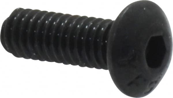 Value Collection - #8-32 UNC Hex Socket Drive, Button Screw - Alloy Steel, Black Oxide Finish, Fully Threaded, 1/2" Length Under Head - Americas Industrial Supply