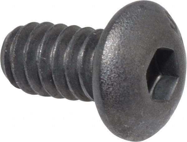 Value Collection - #10-24 UNC Hex Socket Drive, Button Screw - Alloy Steel, Black Oxide Finish, Fully Threaded, 3/8" Length Under Head - Americas Industrial Supply