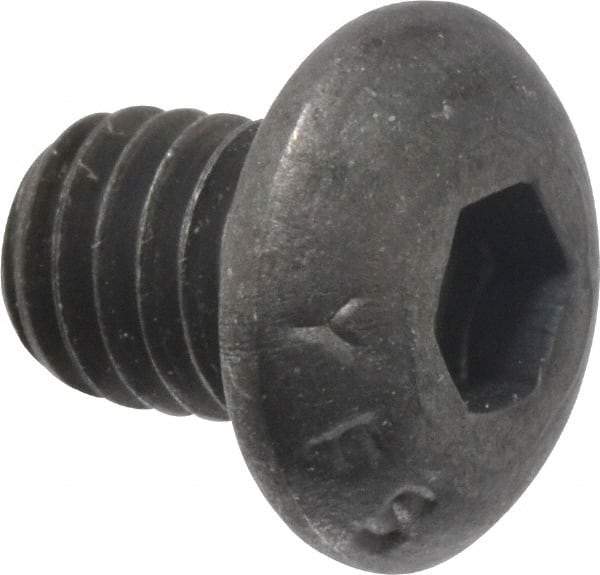Value Collection - #10-32 UNF Hex Socket Drive, Button Screw - Alloy Steel, Black Oxide Finish, Fully Threaded, 1/4" Length Under Head - Americas Industrial Supply