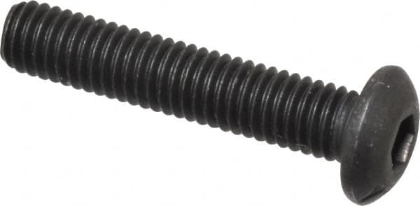 Value Collection - #10-32 UNF Hex Socket Drive, Button Screw - Alloy Steel, Black Oxide Finish, Fully Threaded, 1" Length Under Head - Americas Industrial Supply
