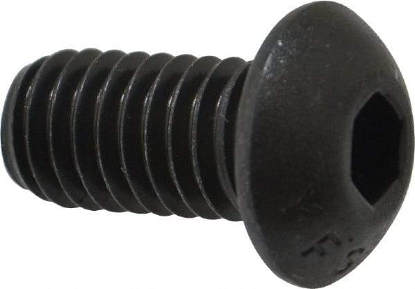 Value Collection - 3/8-16 UNC Hex Socket Drive, Button Screw - Alloy Steel, Black Oxide Finish, Fully Threaded, 3/4" Length Under Head - Americas Industrial Supply