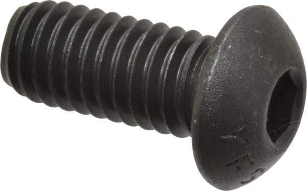 Value Collection - 3/8-16 UNC Hex Socket Drive, Button Screw - Alloy Steel, Black Oxide Finish, Fully Threaded, 7/8" Length Under Head - Americas Industrial Supply