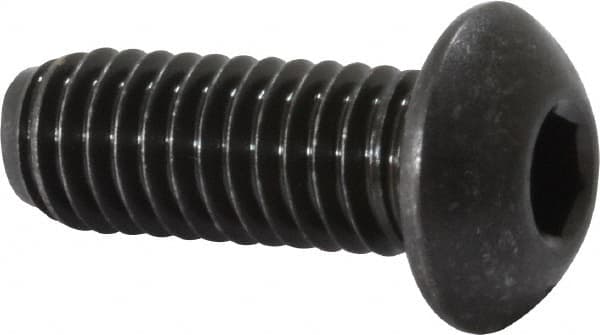 Value Collection - 3/8-16 UNC Hex Socket Drive, Button Screw - Alloy Steel, Black Oxide Finish, Fully Threaded, 1" Length Under Head - Americas Industrial Supply